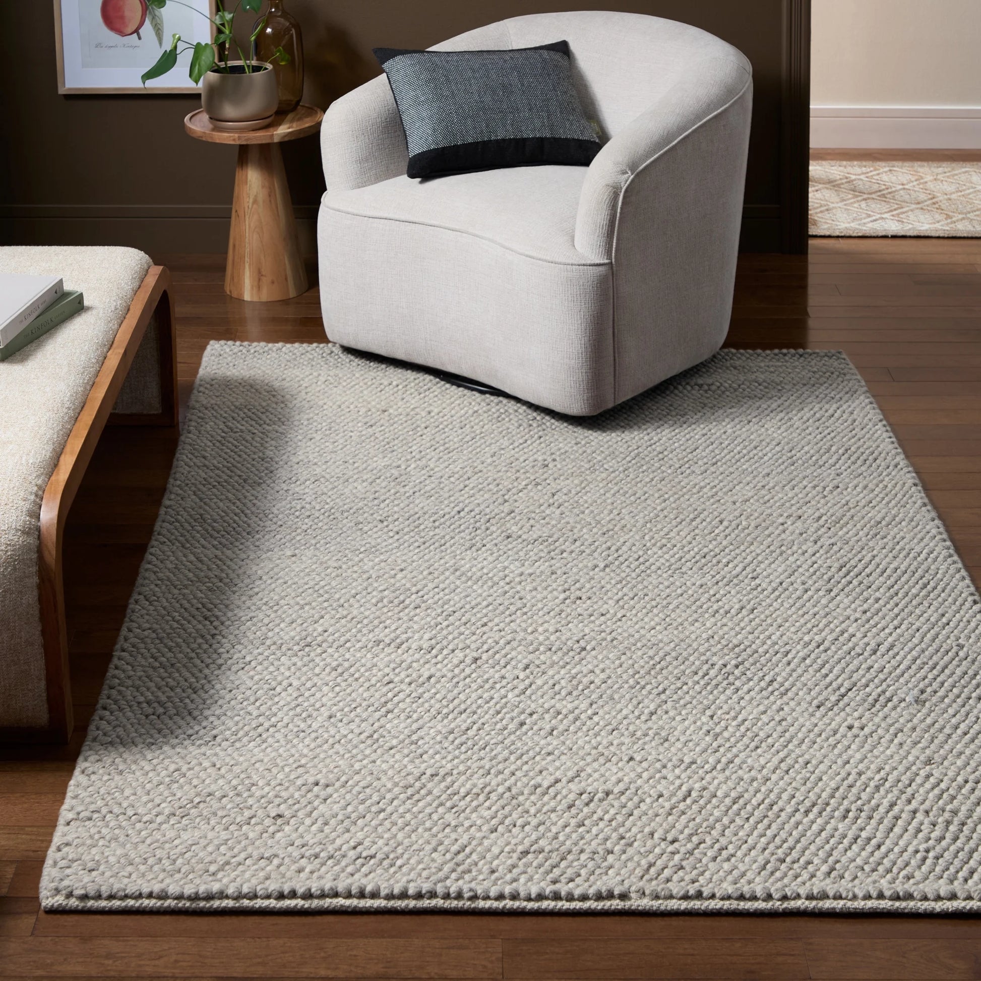 TOWN & COUNTRY TERRA Olea Bubble Texture Handcrafted 100% Wool Area Rug, Beige, 5'x7°