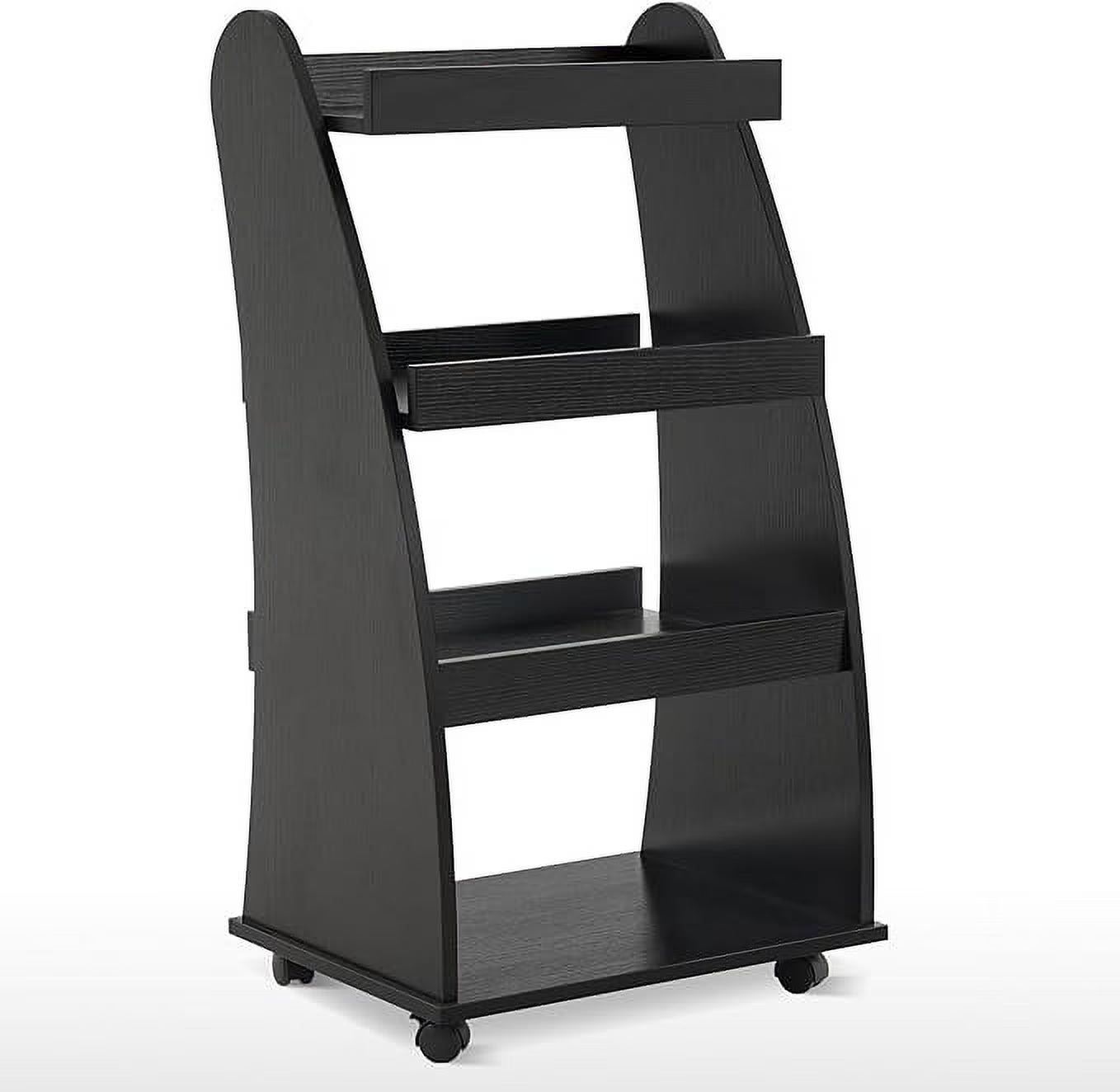 BarberPub Kids Bookshelf with Wheels, 4-Tier Rolling Cart with Storage, Book Organizer, Children's Bookcases with Shelves for Nursery, Playroom, Bedroom 2030