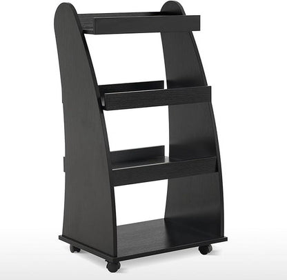 BarberPub Kids Bookshelf with Wheels, 4-Tier Rolling Cart with Storage, Book Organizer, Children's Bookcases with Shelves for Nursery, Playroom, Bedroom 2030