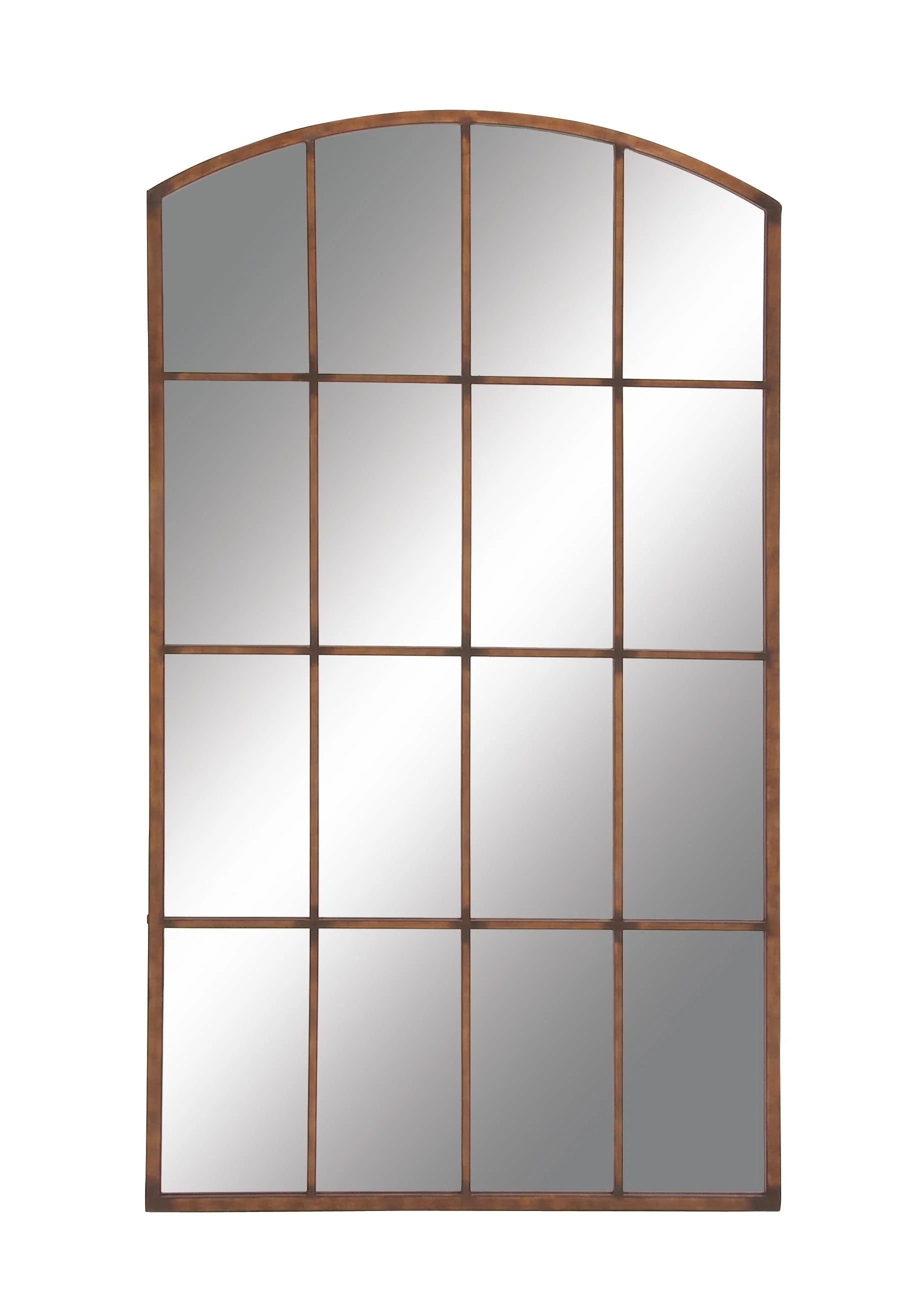 DecMode 39" x 71" Copper Window Pane Inspired Wall Mirror with Arched Top
