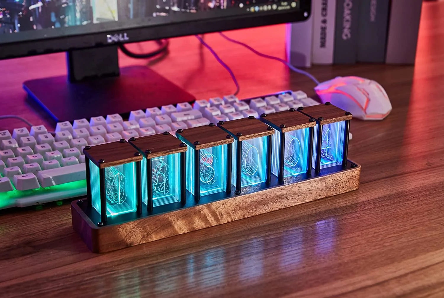 Nixie Tube Clock Electronic LED Glow mulation Retro Modern Wooden Alarm Clock USB Powered Home Decoration Gift