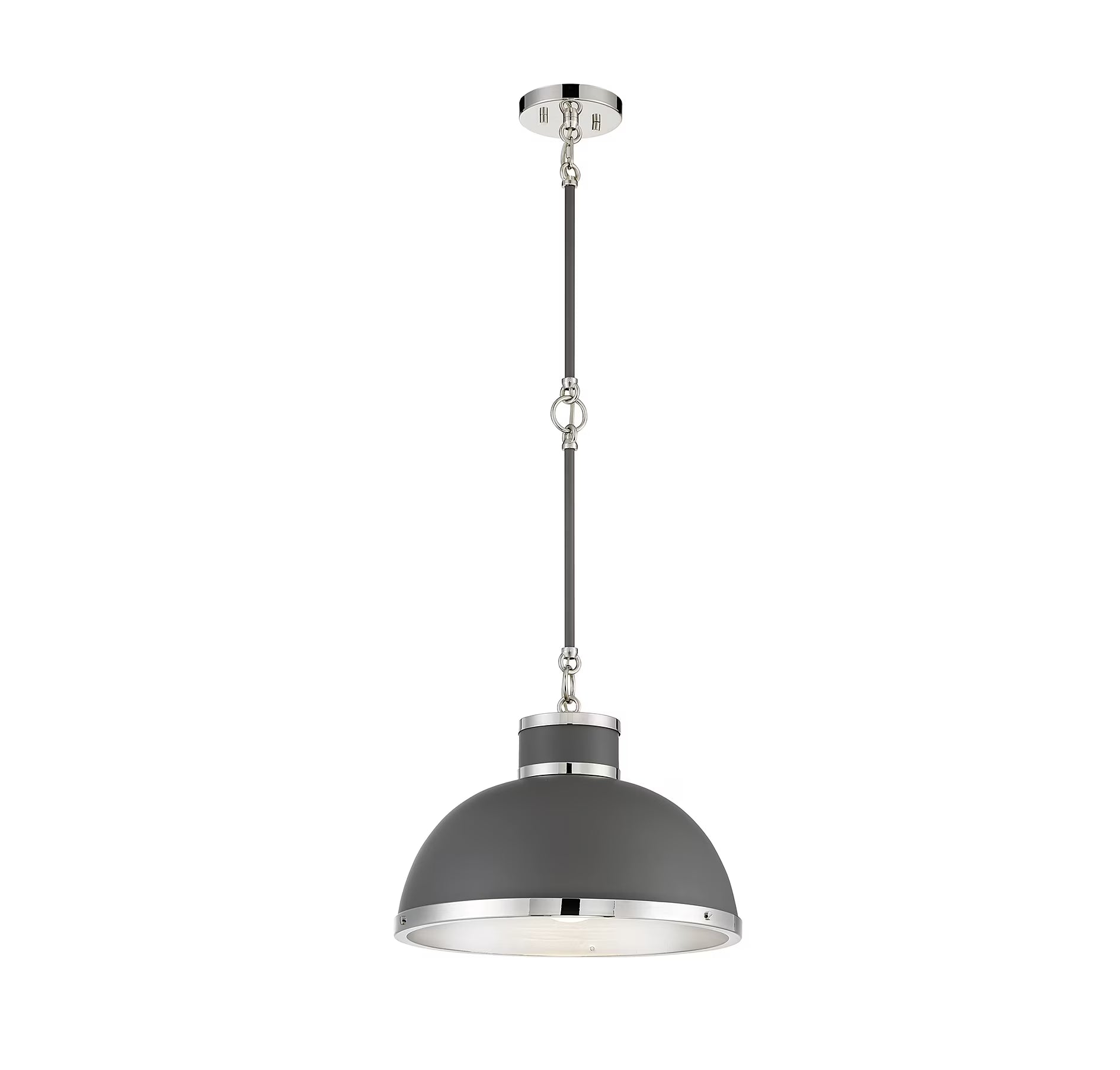 Gray with Polished Nickel Accents One Light Pendant from the Corning Collection