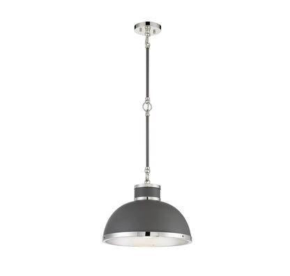 Gray with Polished Nickel Accents One Light Pendant from the Corning Collection