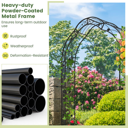 Topbuy Garden Arch Arbor Trellis, 2 Half Arches 99° Tall Metal Arbour Archway for Climbing Plants Roses Vines
