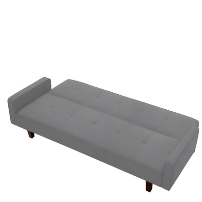 Aukfa Linen Square Arm Futon Convertible Sofa Bed for Home Office, Tufted Back, Gray