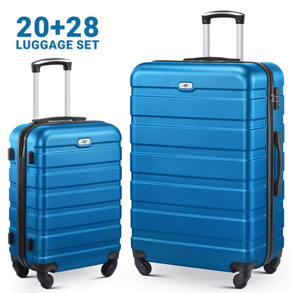 luggage sets 2 piece(20,28 inch) ABS hard suitcase with wheels and TSA lock travel set,sky blue