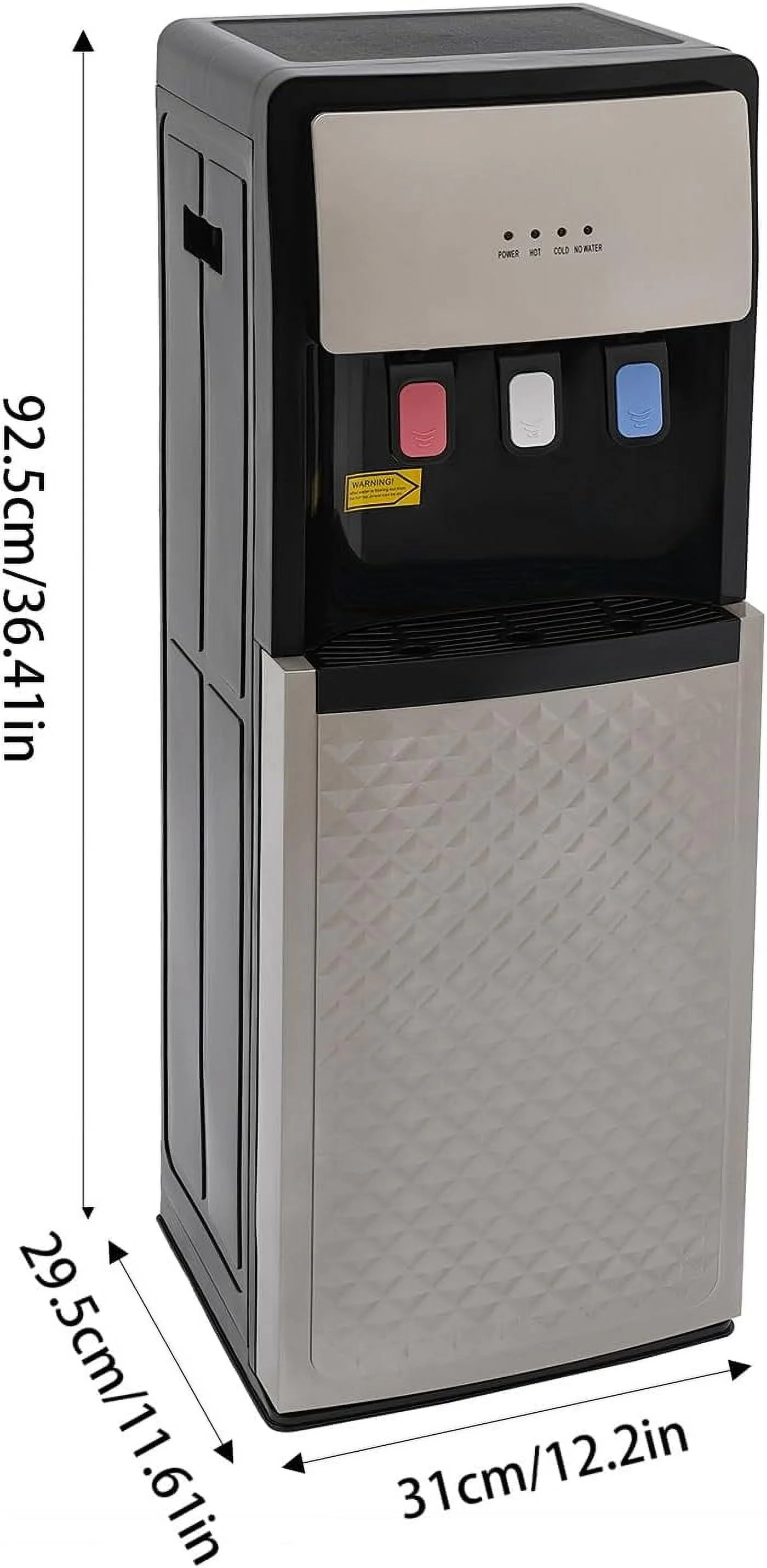 Bottom Loading Water Cooler Dispenser, Storage Cabinet Drinking Fountain Hot & Cold Standing Water Dispenser with Anti-Scalding Design Safety Lock for Home Office (Silver Grey)
