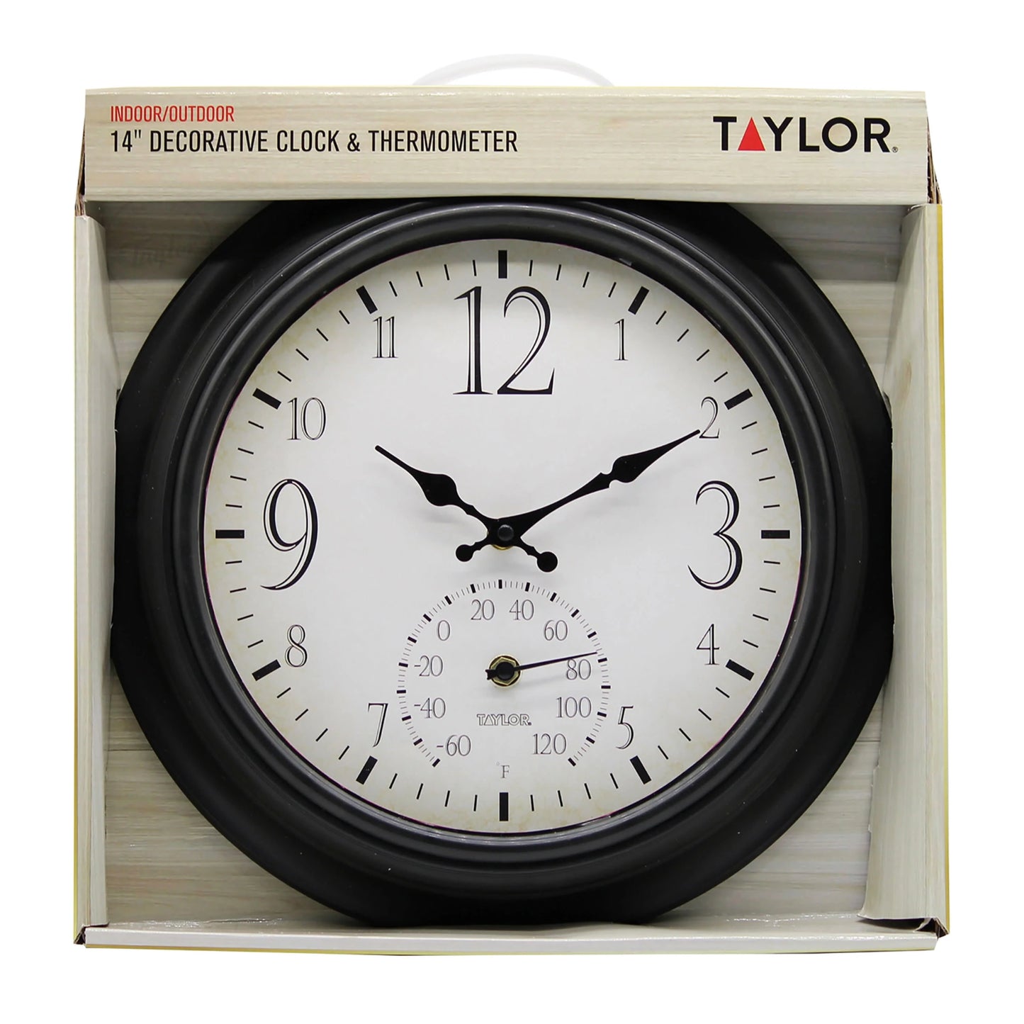 Taylor Precision Products 14-inch Decorative Clock with Thermometer