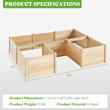 Jocisland Wooden Raised Garden Bed for Outdoor, Deep Large Planter Box for Gardening, Vegetables, Flowers, Herbs8°6°2FT