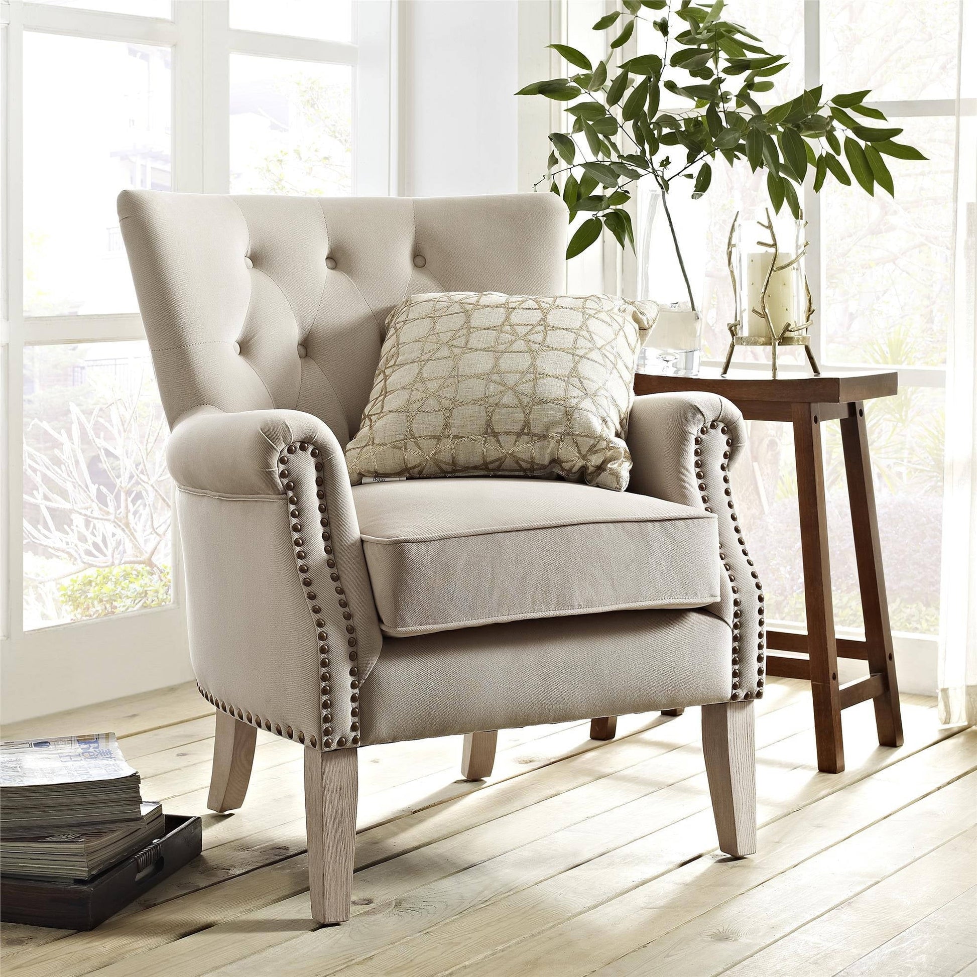 Better Homes & Gardens Accent Chair, Living Room & Home Office, Beige