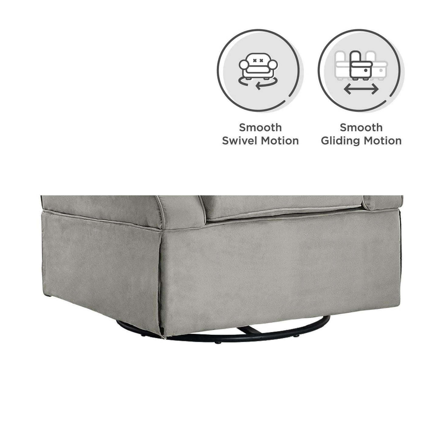 Baby Relax Kelcie Swivel Glider Chair & Ottoman Nursery Set. Gray Microfiber