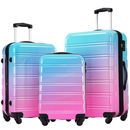 Luggage Sets 3 Piece, Hardside Expandable Ultra Durable PC Lightweight Carry On, Travel Suitcase Set with TSA Lock Spinner Wheels, Multicolor Purple