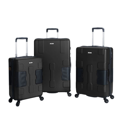 TACH V3 Lightweight 3pc Hardside Luggage Suitcase Set w/Charge Ports, Black