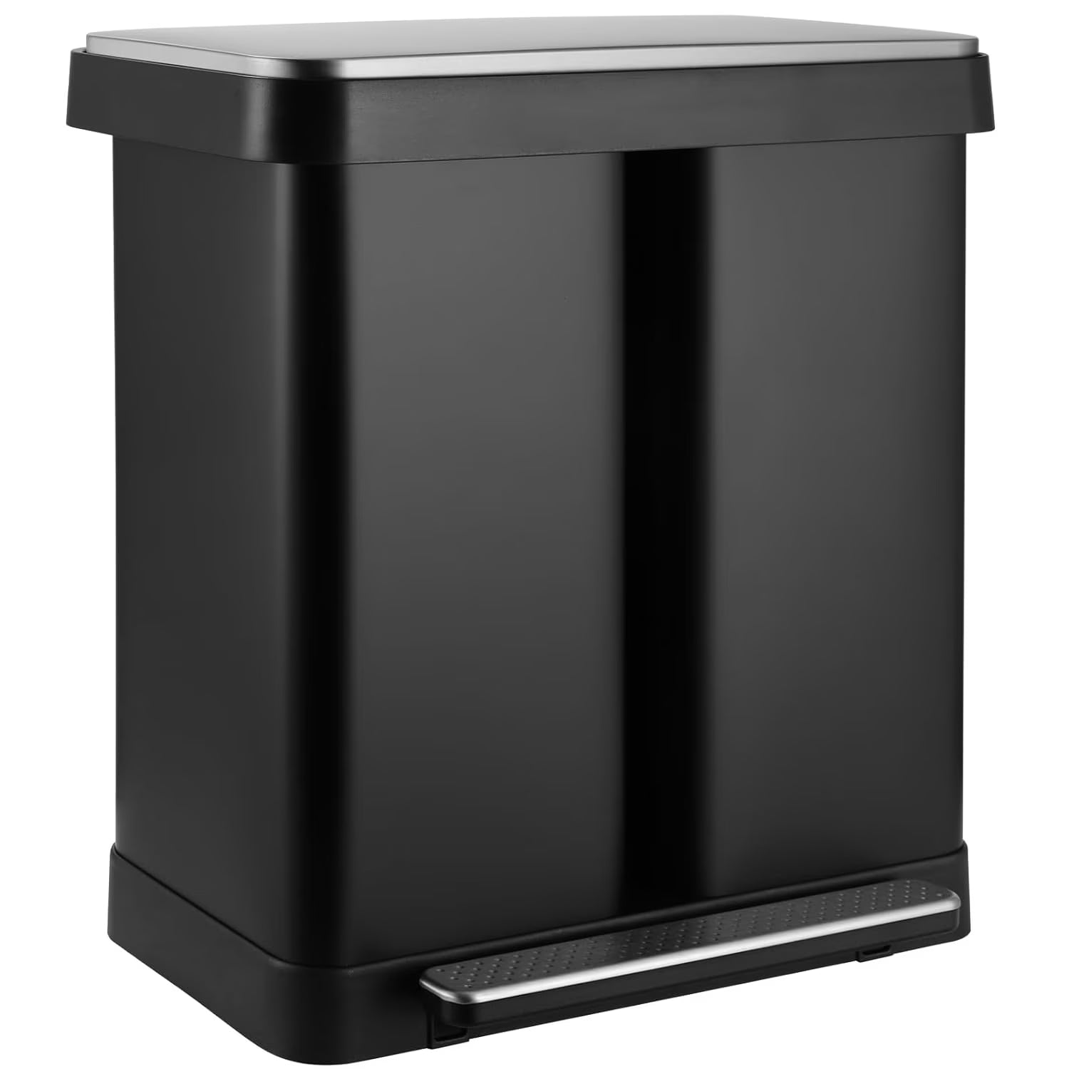 Arlopu 16 Gallon/60L Dual Trash Can, Stainless Steel Kitchen Garbage Can with Soft-Close Lid, Home Office Classified Recycle Bin