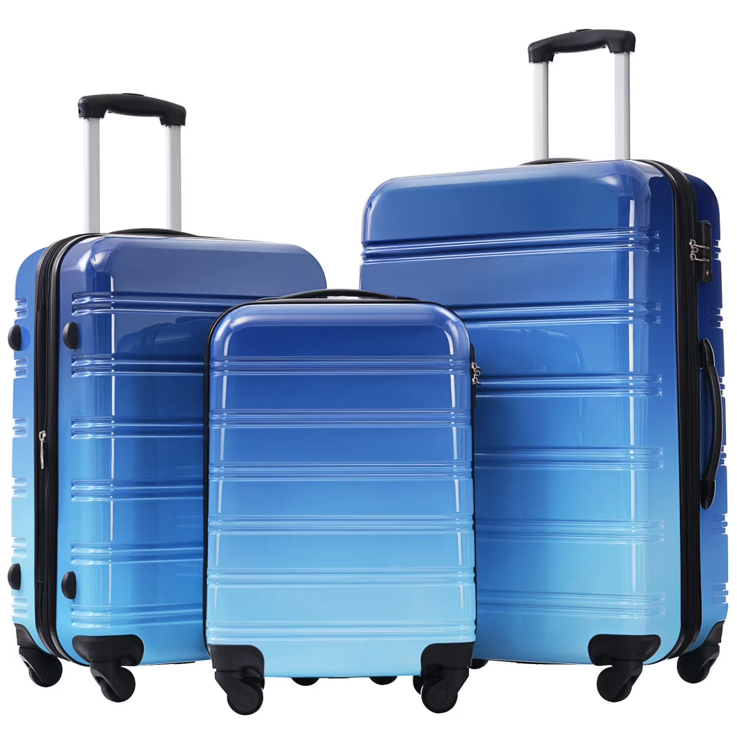 3 Piece ABS Luggage Set, Luggage with Spinner Wheel & TSA 20/24/28 inch, Purple