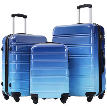 3 Piece ABS Luggage Set, Luggage with Spinner Wheel & TSA 20/24/28 inch, Purple