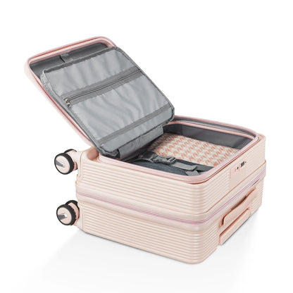 18" Carry On Luggage with Front Open Door &Laptop Interlayer, Hard Shell Suitcase Built-In TSA Luggage Lock, Hardside Lightweight PC Travel Suitcase for Women Men with Spinner Wheels Airline Approved