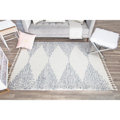 Rugs America Moon Collection MS30A Moroccan Tribal Heath White Area Rug, 8'0"x10'0"