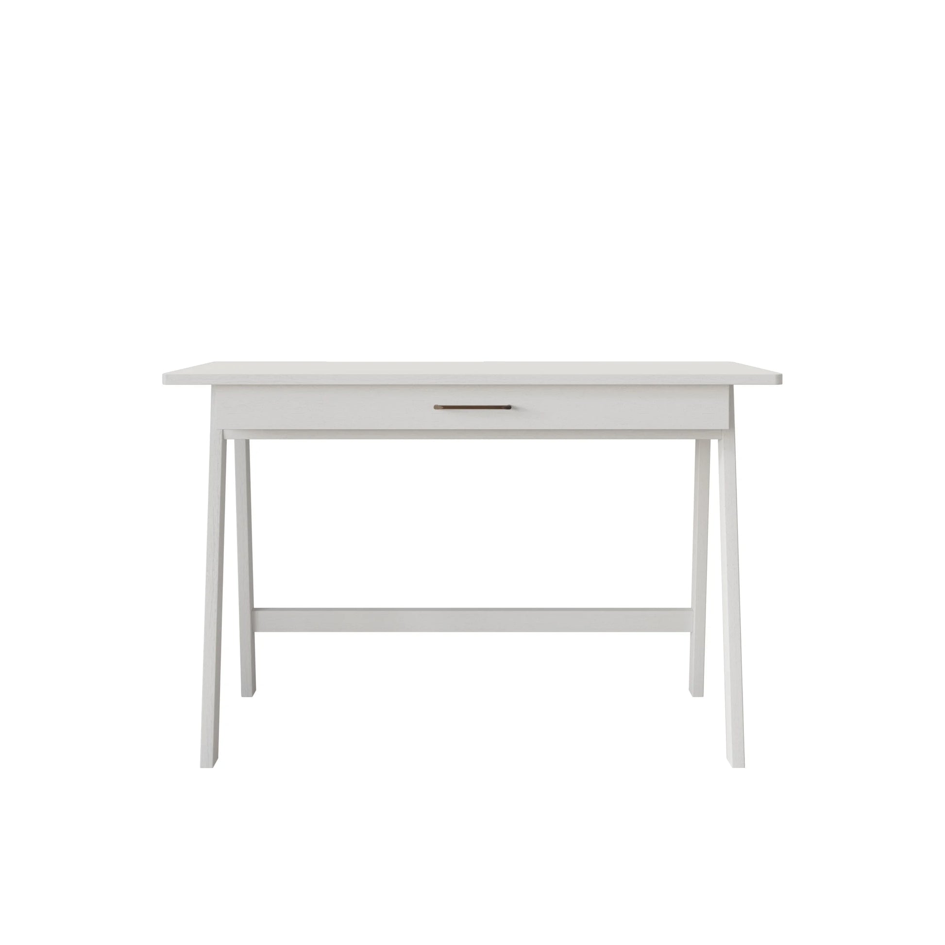 Home Design Serafina Writing Desk with Spacious Tabletop and Built-In Drawer, Modern Clean-Lined Design for Home Office, Study Space, or Remote Work, White
