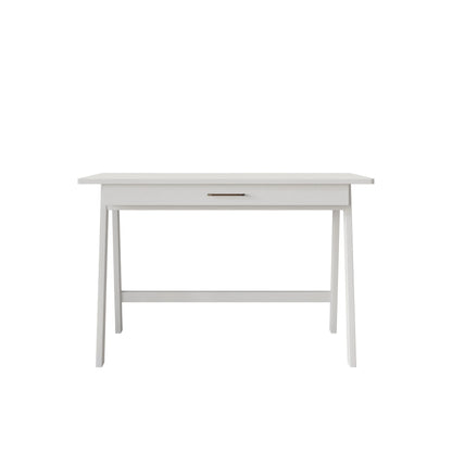Home Design Serafina Writing Desk with Spacious Tabletop and Built-In Drawer, Modern Clean-Lined Design for Home Office, Study Space, or Remote Work, White