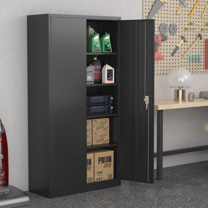 Supeer Black Metal Storage Cabinet, 72" Locking Steel Storage Cabinet with Shelves, Tall Metal Garage Cabinet Lockable Cabinets for Home Office