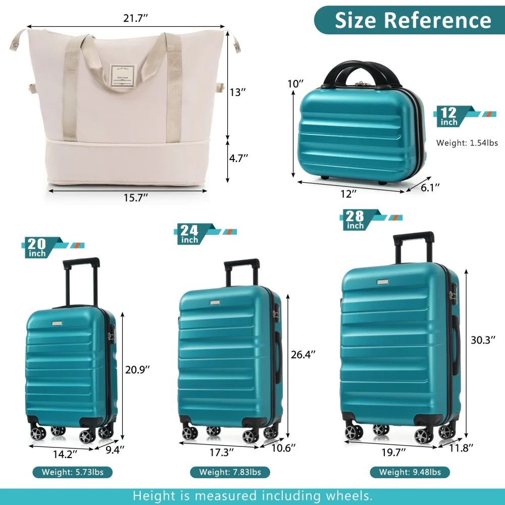 Hardshell ABS Luggage Set - Lightweight & Durable Suitcases with Dual Spinner Wheels
