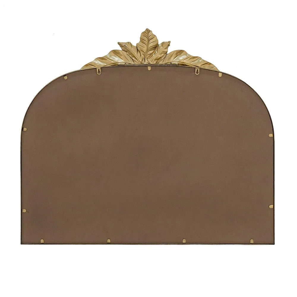 A& B Home Arched Gold Wall Mirror with Leaf Accent 39.6" x 2" x 35"