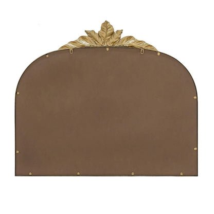 A& B Home Arched Gold Wall Mirror with Leaf Accent 39.6" x 2" x 35"