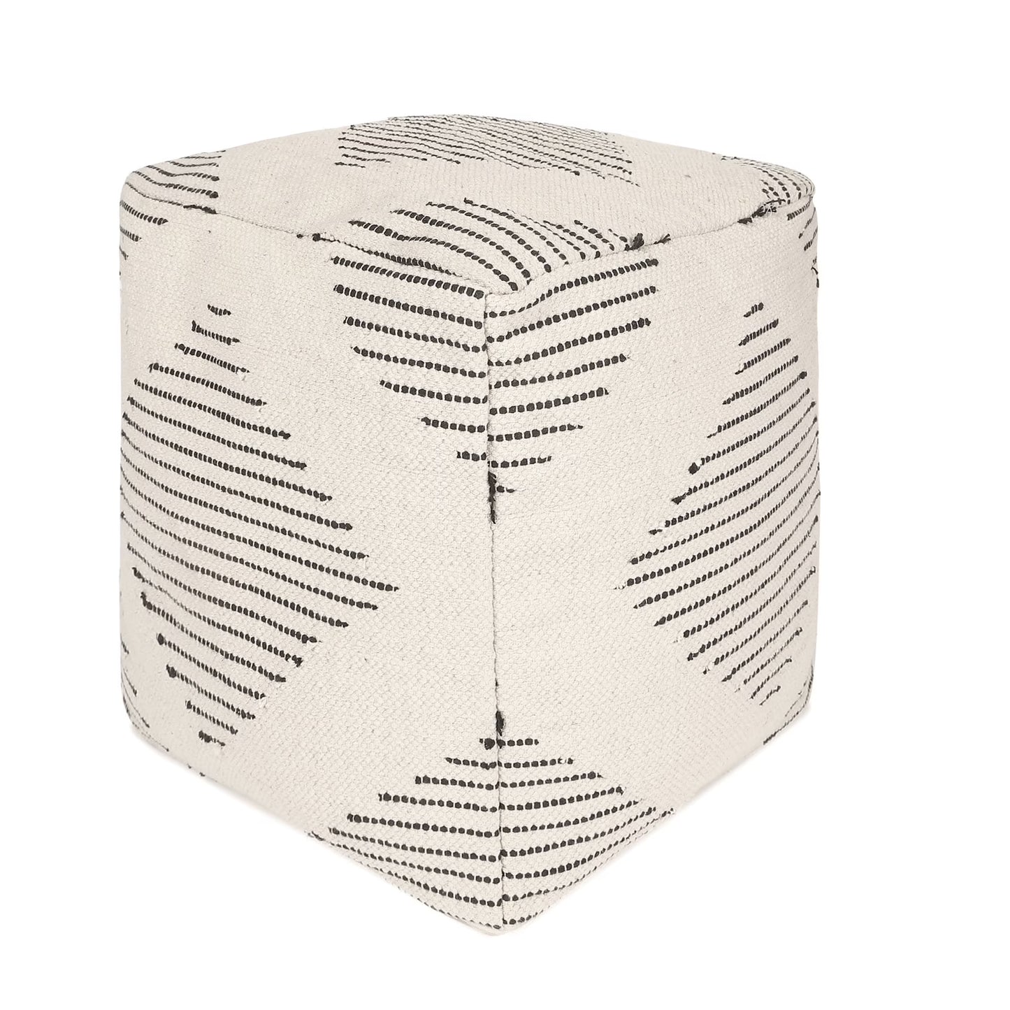 REDEARTH ? Tufted Pouf Ottoman with Filler Textured Storage Cube Bean Bag Pouffe Footrest for Living Room, Bedroom, Nursery, Kidsroom; 100% Cotton (17.5"X17.5"X17.5", Diamond Virgule)