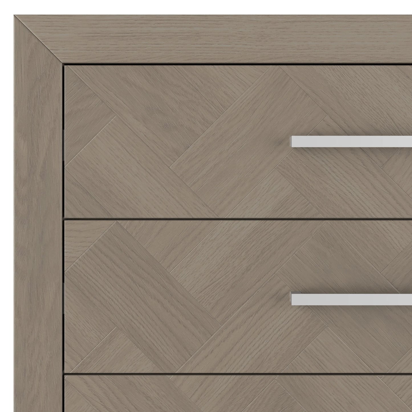 Child Craft Kieran 39" Interlocking 5-Drawer Chest for Nursery or Bedroom, Anti-Tip Kit, Herringbone Design, Crescent Gray