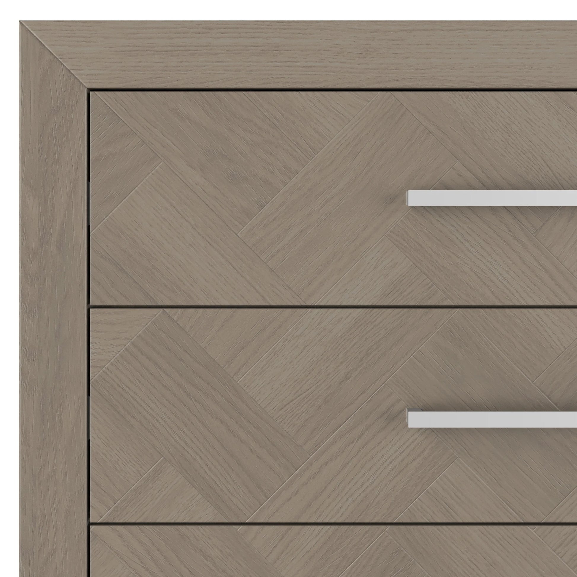 Child Craft Kieran 39" Interlocking 5-Drawer Chest for Nursery or Bedroom, Anti-Tip Kit, Herringbone Design, Crescent Gray