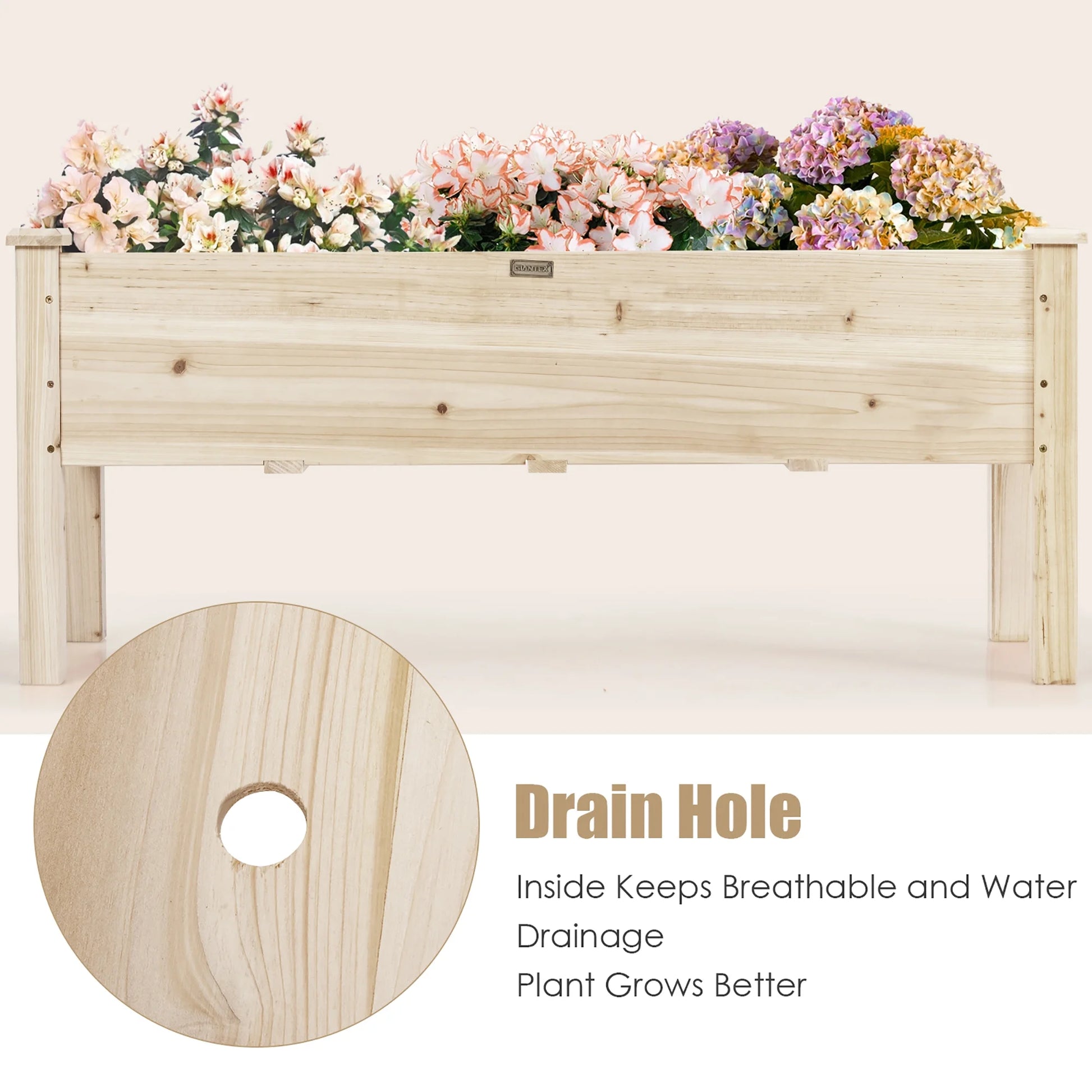 Costway Raised Garden Bed Elevated Planter Box Wood for Vegetable Flower Herb