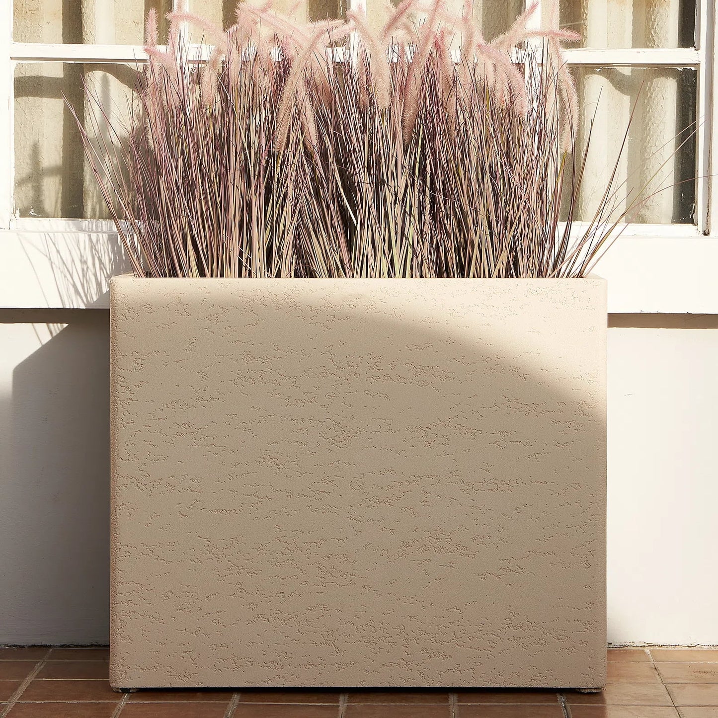 Tall Rectangular Composite Planter,Durable for All-Weather Use with Drainage Holes, Large Rectangular Planter for Outdoor and Indoor Plants