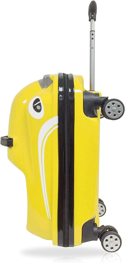 TUCCI Kids DASHMOBILE 20" Yellow All Overprinted Hardside Ride-on Suitcase Type Luggage for Kids