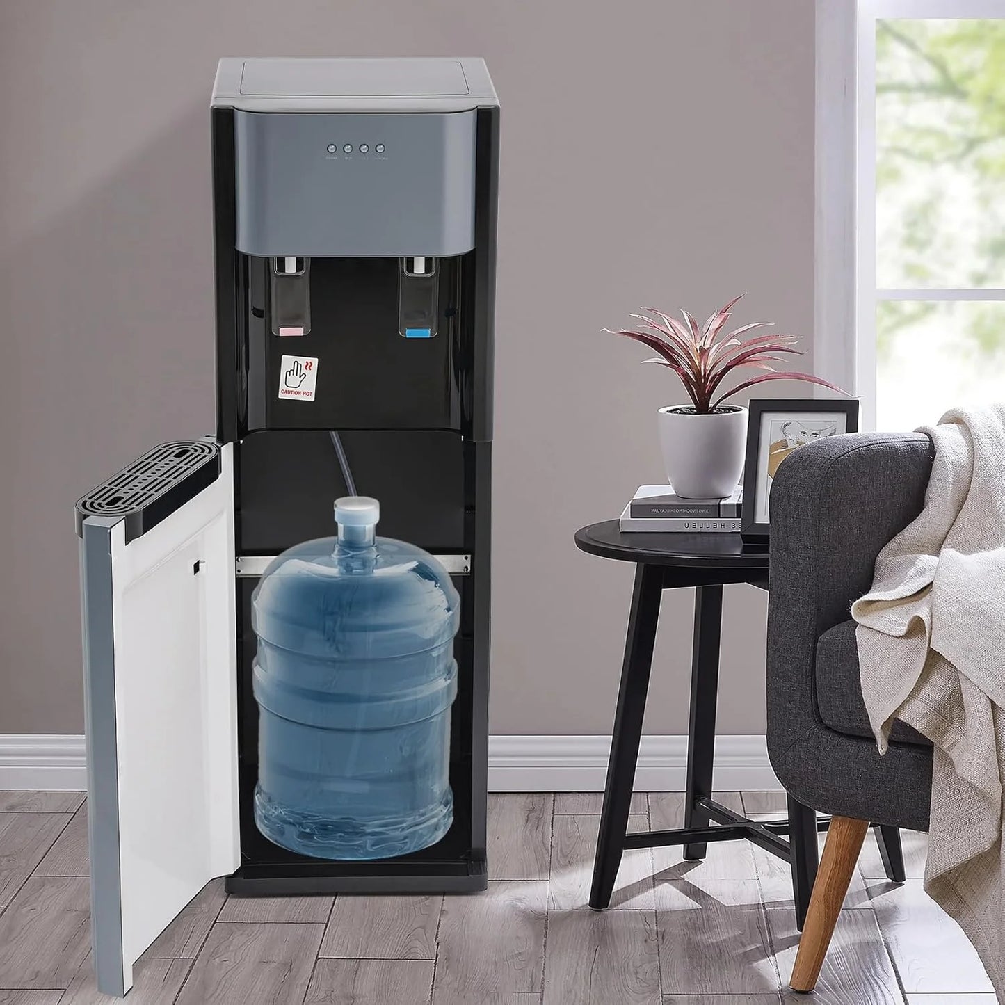 5.28 Gallon Bottom Loading Water Cooler Dispenser, 2 Temperatures Available with Hot, Cold, Practiacal Freestanding Water Dispenser for Both Home Offices Nurseries Kitchens.(Dark Gray)