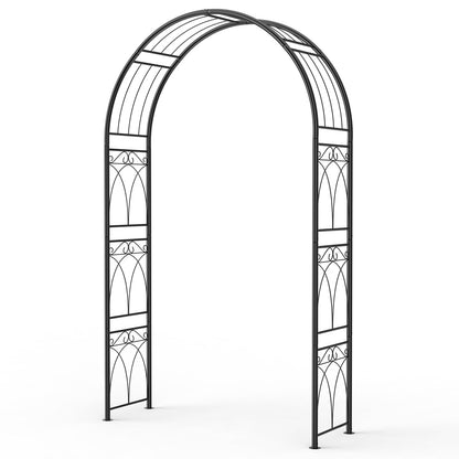 Accreate Easy Assemble 8FT Tall Garden Arch - No Tools Needed Steel Arbor with Gate, Includes Ground Stakes | Rust-Resistant Trellis for Wedding Backdrops & Climbing Plants