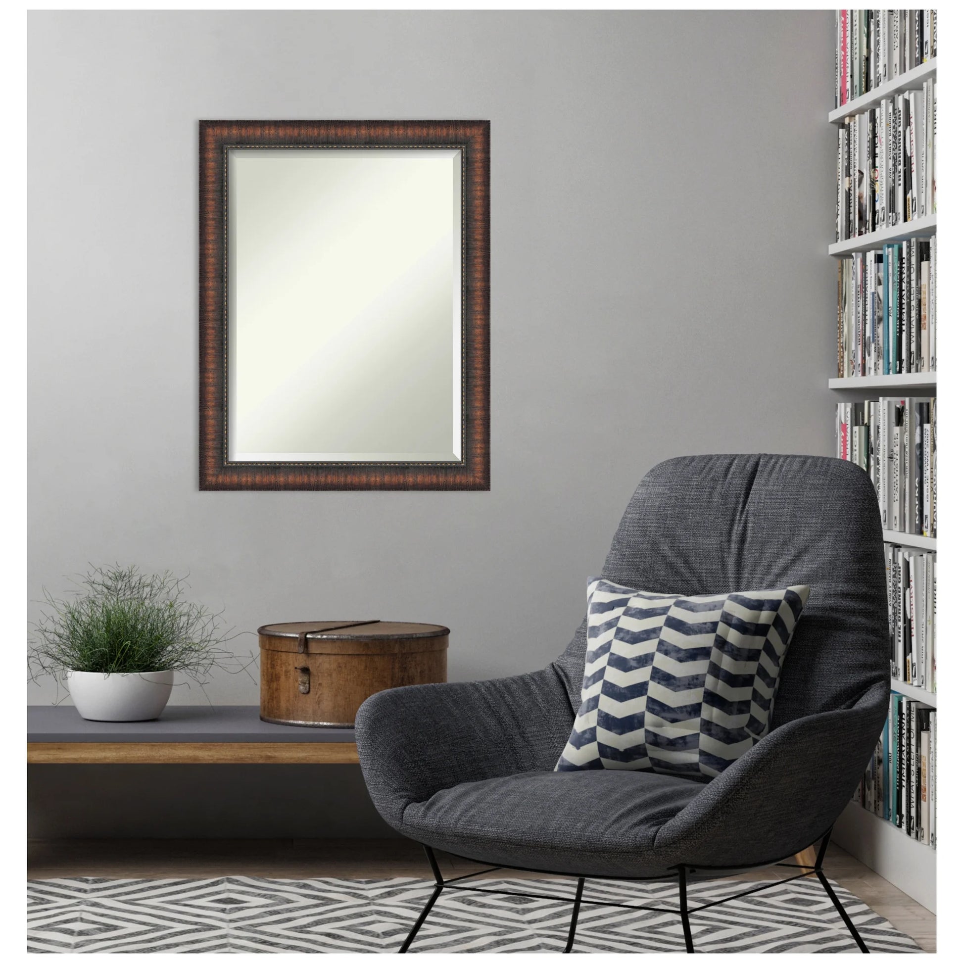 Amanti Art Caleb Brown Beveled Bathroom Wall Mirror