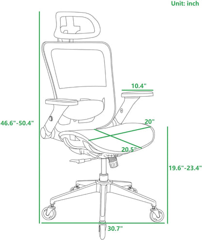 Criss Cross Chair with Wheels - Ergonomic Mesh Office Chair with Adjustable Headrest, Tilt Function, Lumbar Support, and Blade Wheels for Comfortable Home Office Desk Sitting (Black1)