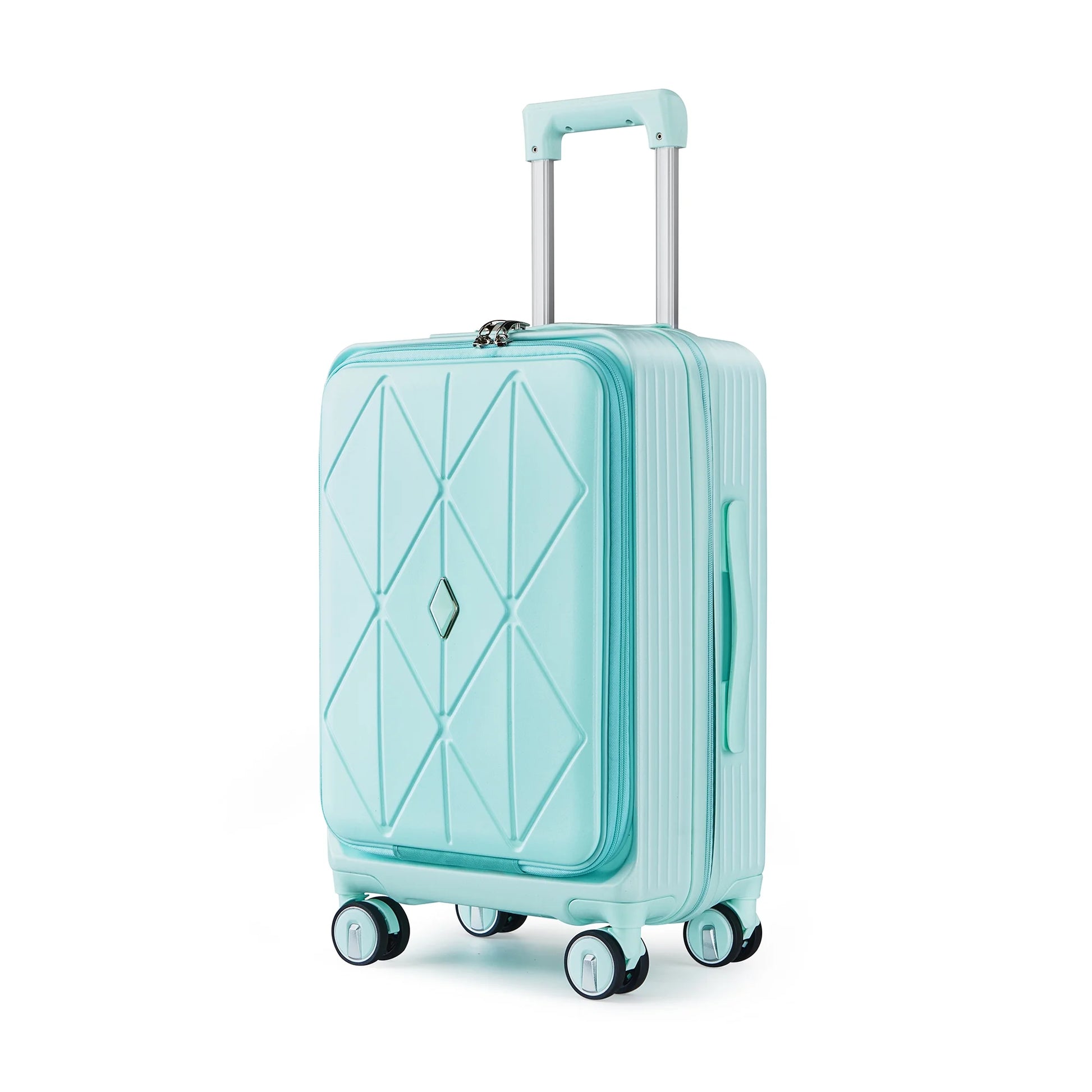 POWANLI 3 Piece Luggage Sets (20''24''28''), PC Hard Shell Expandable Lightweight Carry On Luggage, with Front Pocket and Spinner Wheels, TSA Lock, Airline Approved(Mint Green)