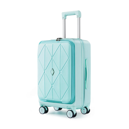 POWANLI 3 Piece Luggage Sets (20''24''28''), PC Hard Shell Expandable Lightweight Carry On Luggage, with Front Pocket and Spinner Wheels, TSA Lock, Airline Approved(Mint Green)