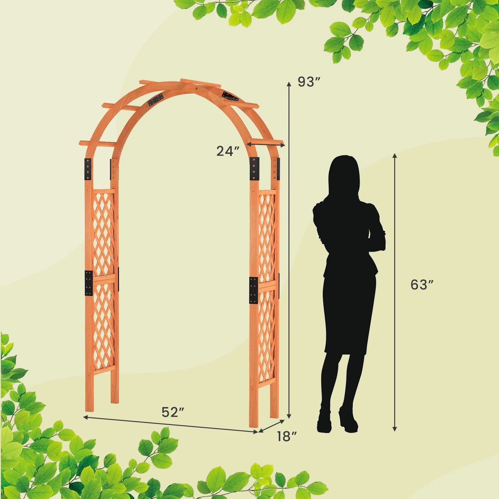 Gymax 7.7 FT Garden Arch Wooden Arbor Outdoor Wood Trellis for Climbing Plants