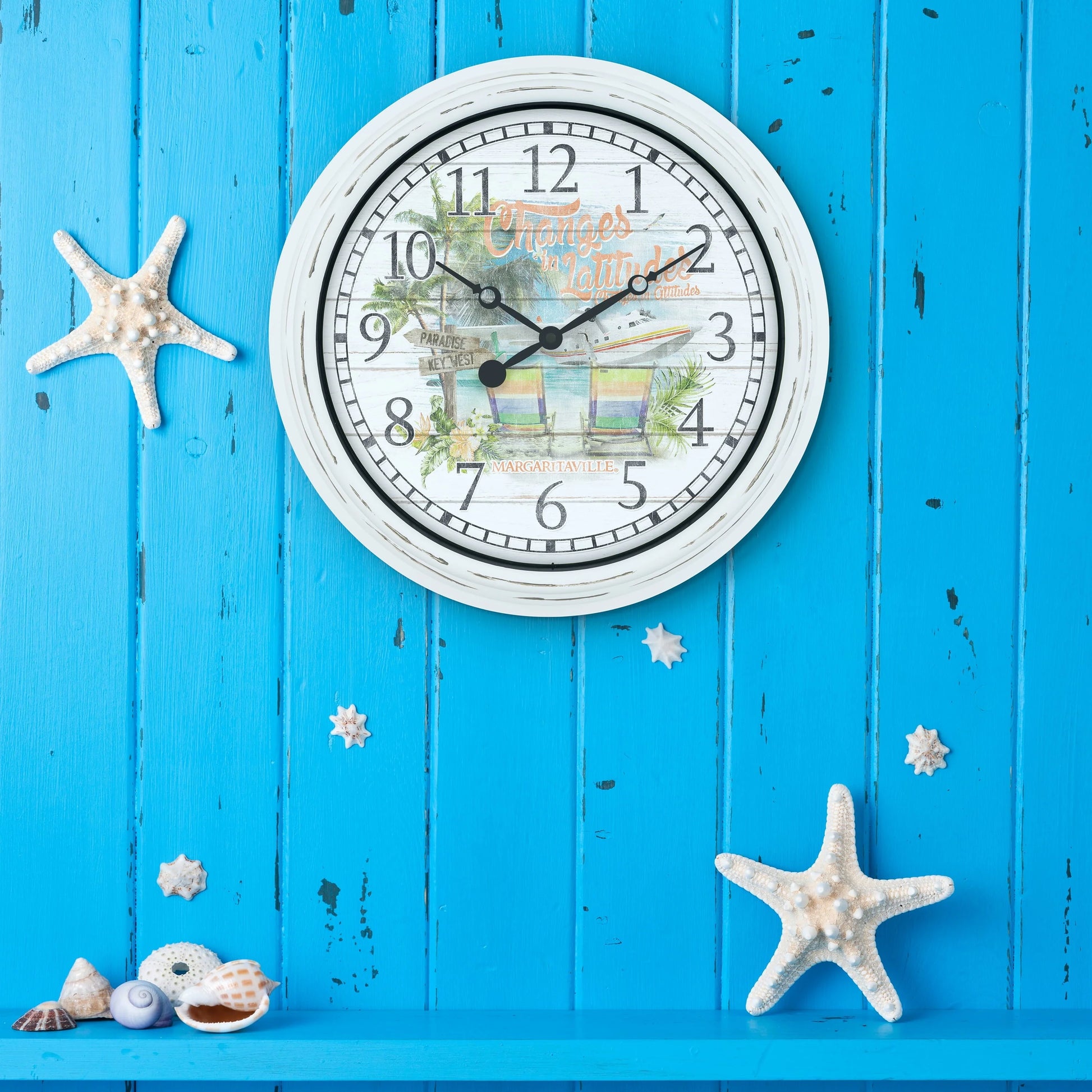 La Crosse Clock 15.75" Margaritaville “Changes in Latitudes” Indoor/Outdoor Quartz Wall Clock, 404-3841MV