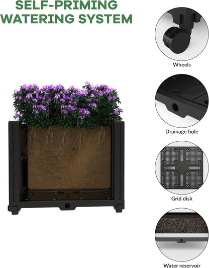 Garvee Metal Garden Arch Trellis for Climbing Plants, 2 Raised Planter Box, 78.73*15.74*94.5", Black