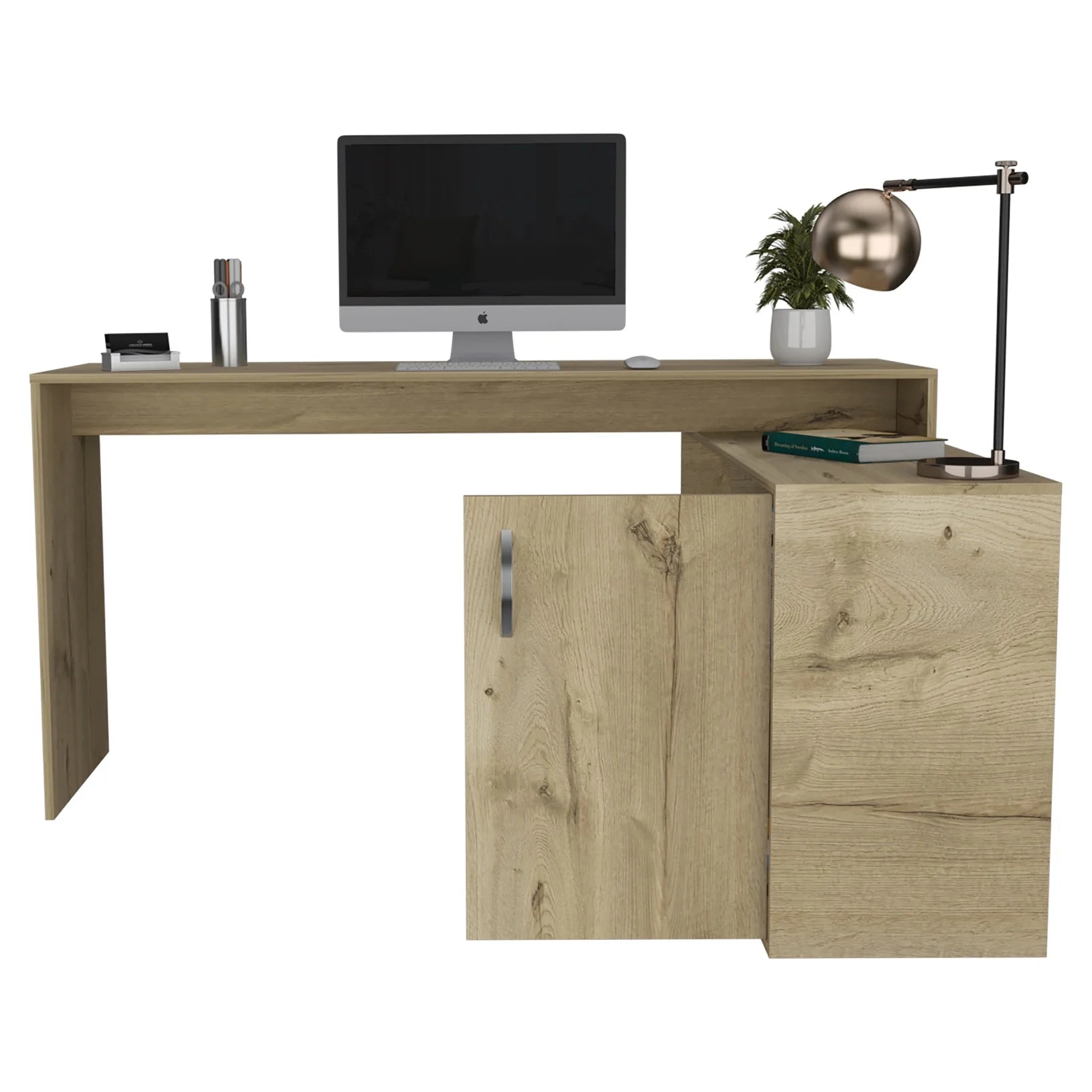 L Shaped Desk, Corner Desk with Sotrage Cabinets, Computer Desk Home Office Desk Writing Study Gaming Table Workstation for Home Game
