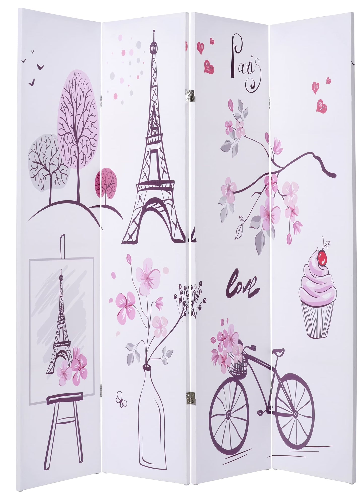 Legacy Decor 4 Panel Room Divider Privacy Screen Double Side Digital Print New York Central Park Bow Bridge