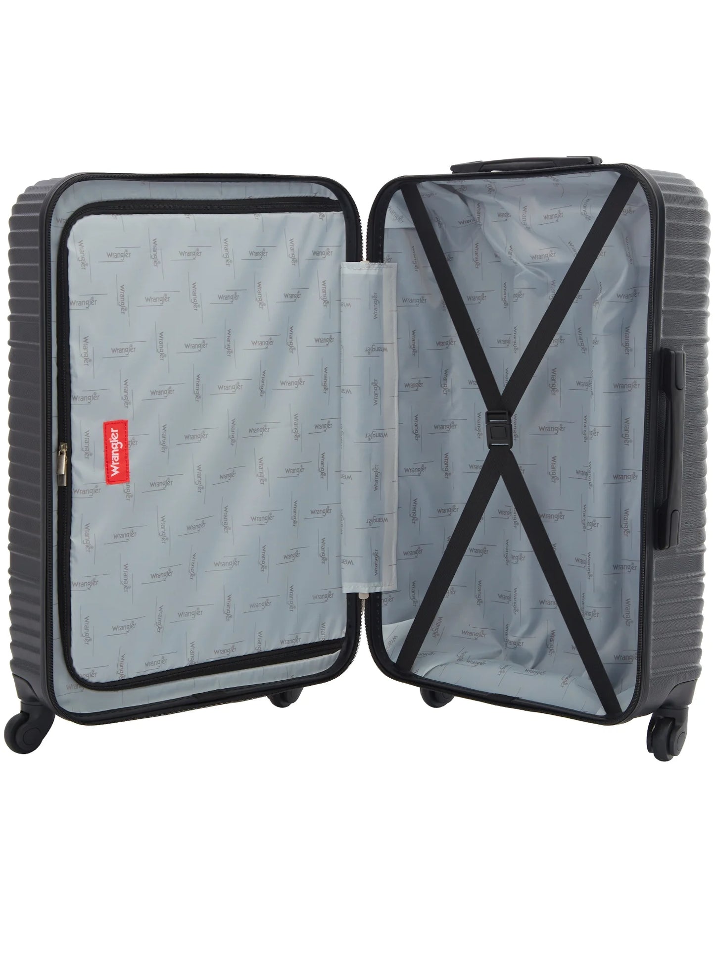 Wrangler 4 Pc Hardside Spinner Luggage Set with 20" & 25" Suitcases and Packing Cubes, Black