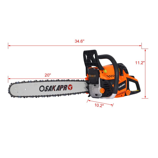 52cc 2-Cycle Gas Powered Chainwaw, 20inch Gasoline Chain Saw for Trees Wood Cutting, EPA Compliant