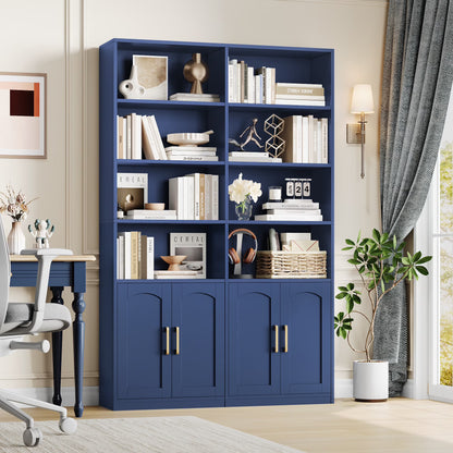 Homfa 73° Tall Bookcases with Doors, 8 Cubes 6-Tier Double Row Bookshelf, White Bookcase for Living Room Home Office