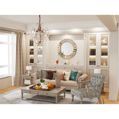 fliptrade Large Round Accent Beveled Wall Mirror 24"