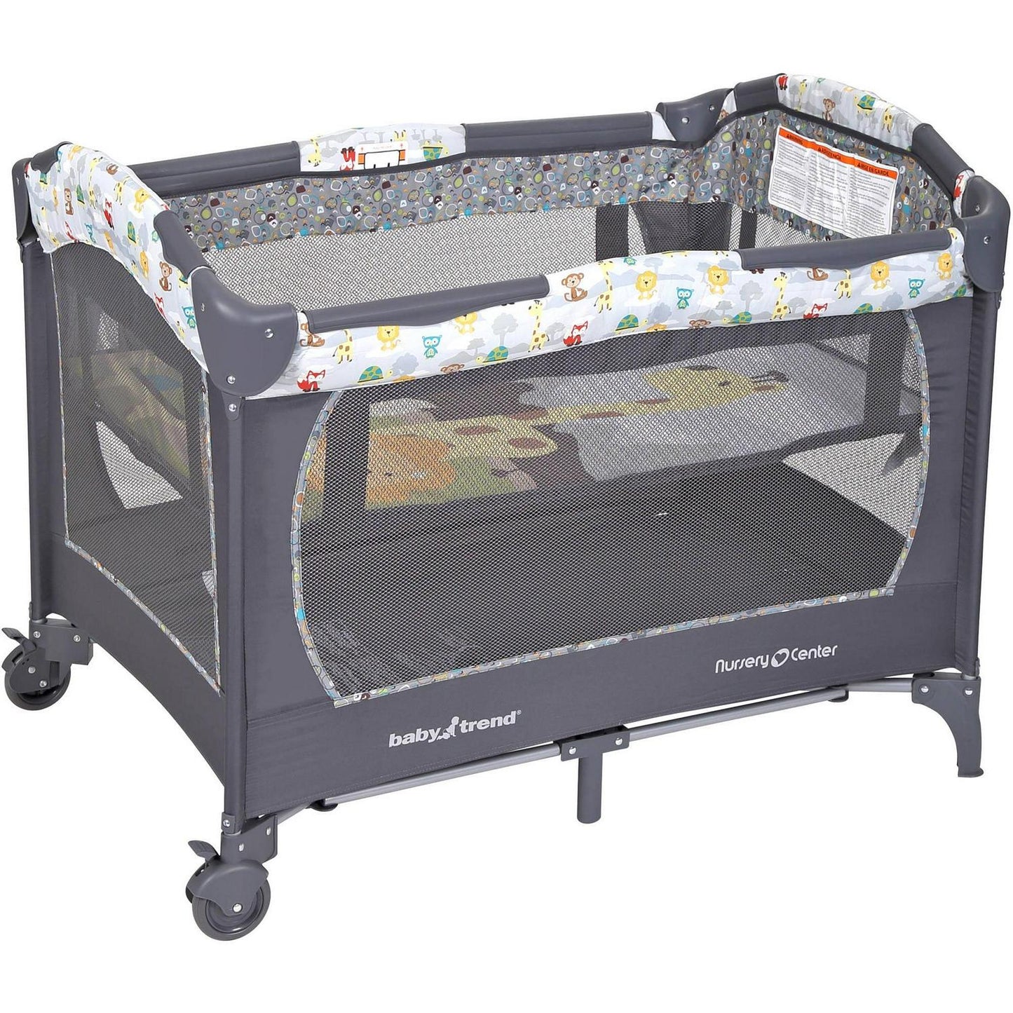 Baby Trend Nursery Center Playard with Toy Mobile. Tanzania Grey